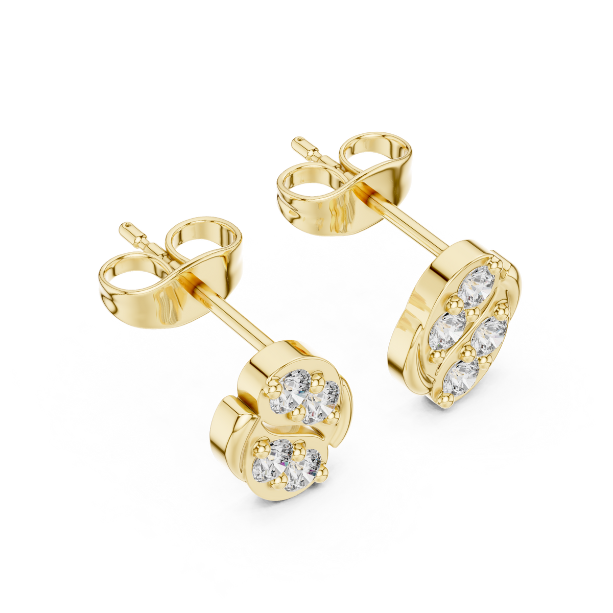 Sculpted Scroll Leaf Diamond Studs