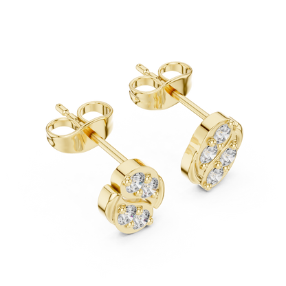 Sculpted Scroll Leaf Diamond Studs