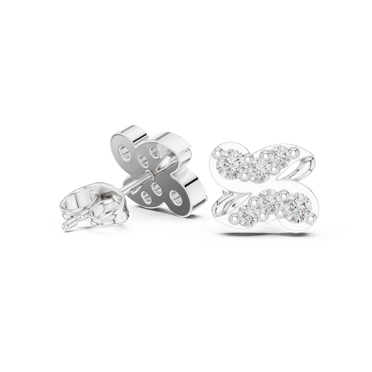 Butterfly Bow Quartet Diamond Studs