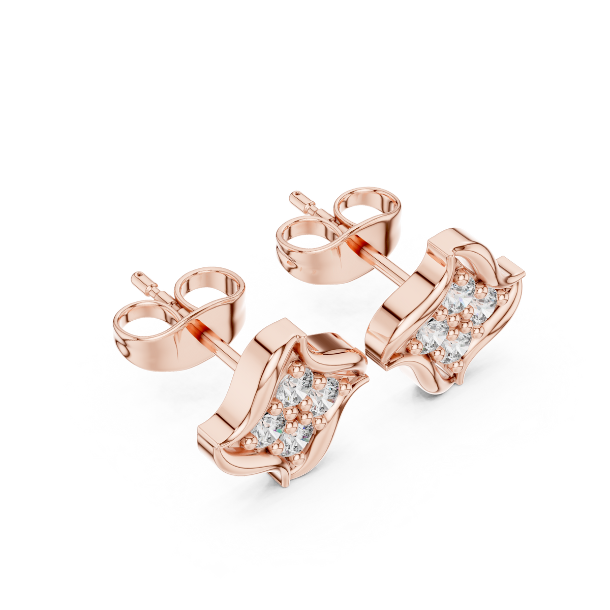 Crescent Petal Quartet Diamond Studs
