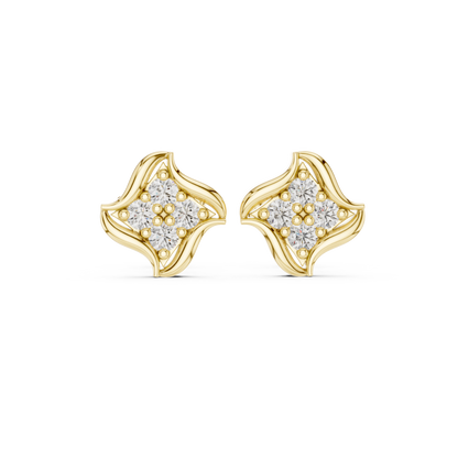 Crescent Petal Quartet Diamond Studs