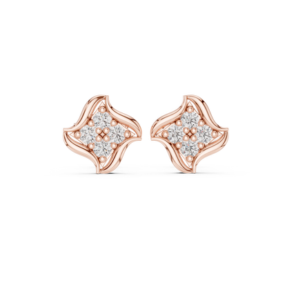 Crescent Petal Quartet Diamond Studs