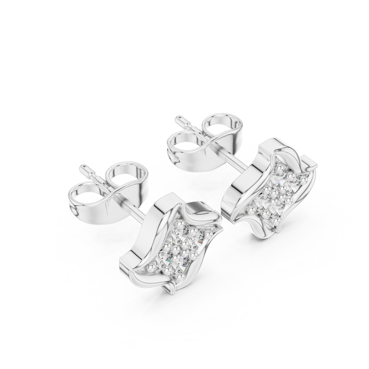 Crescent Petal Quartet Diamond Studs