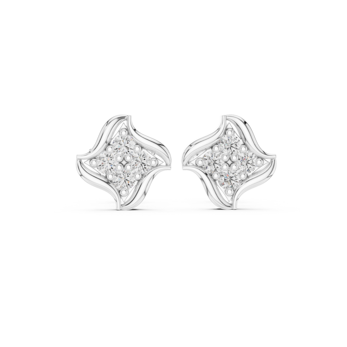 Crescent Petal Quartet Diamond Studs