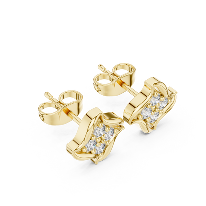 Crescent Petal Quartet Diamond Studs