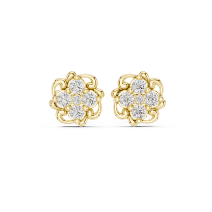 Floral Crest Quartet Diamond Studs