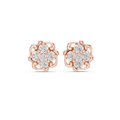 Floral Crest Quartet Diamond Studs