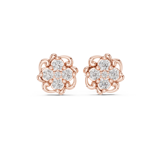 Floral Crest Quartet Diamond Studs