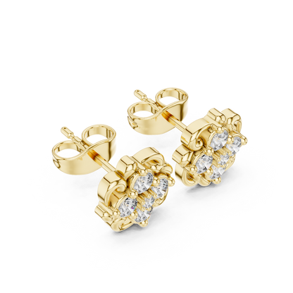 Floral Crest Quartet Diamond Studs