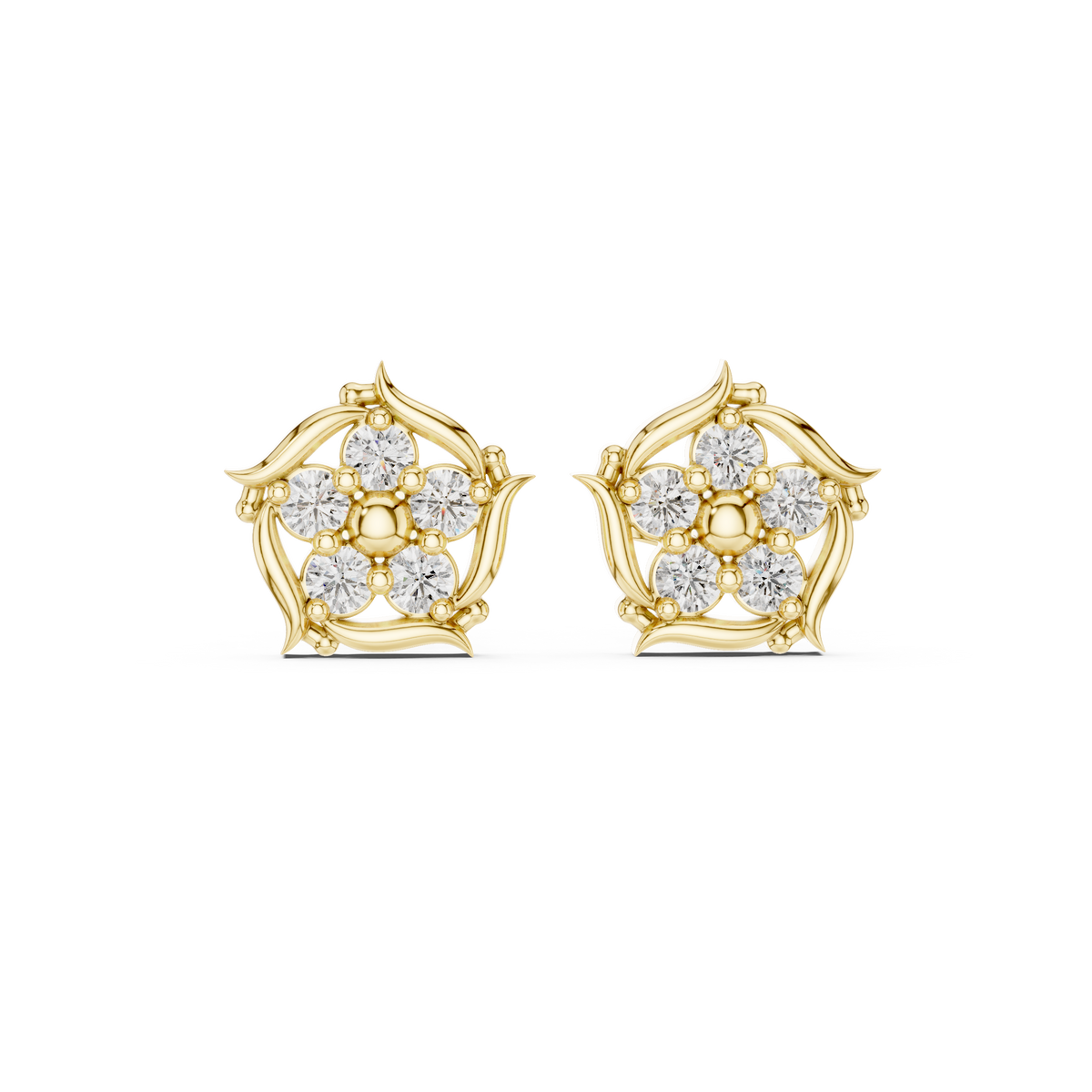 Regal Vine Blossom Diamond Studs