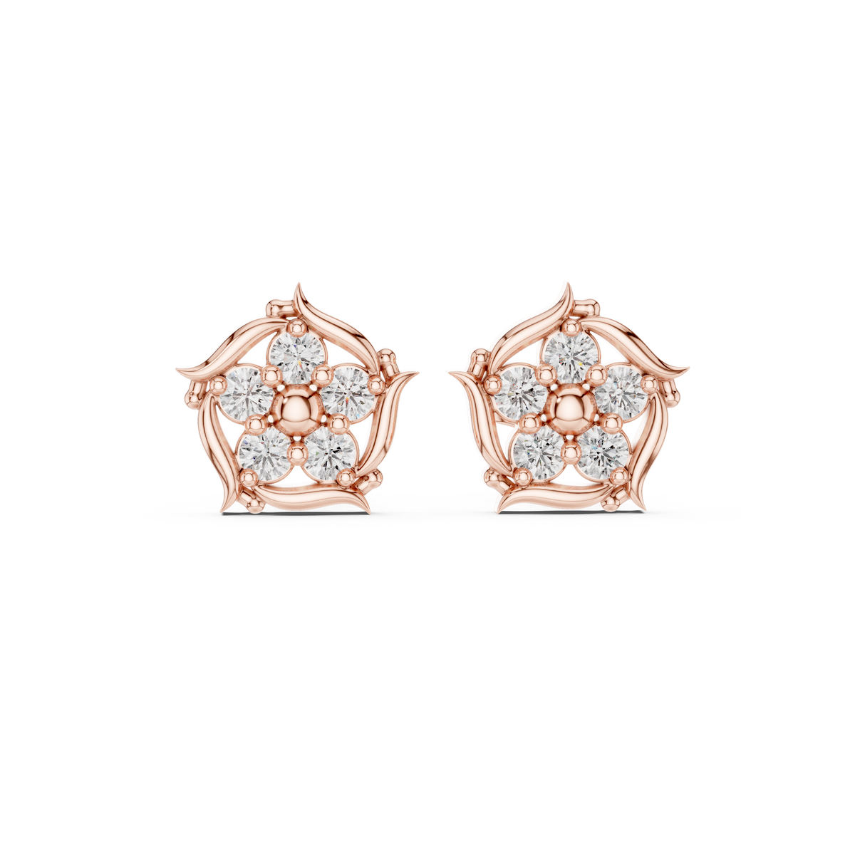 Regal Vine Blossom Diamond Studs