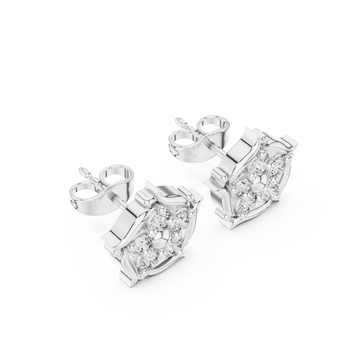 Regal Vine Blossom Diamond Studs