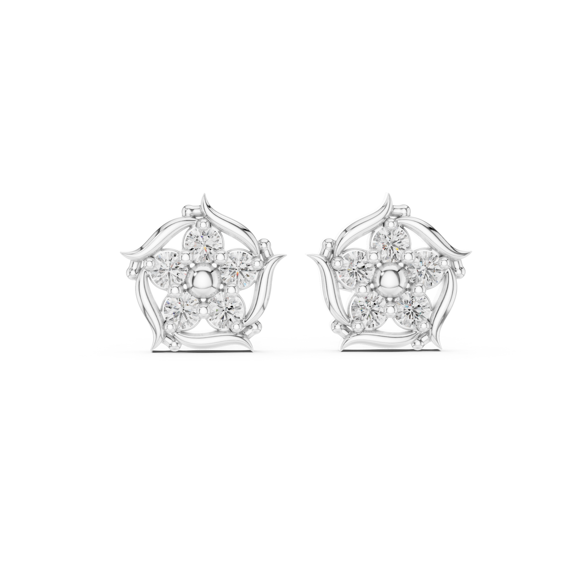 Regal Vine Blossom Diamond Studs