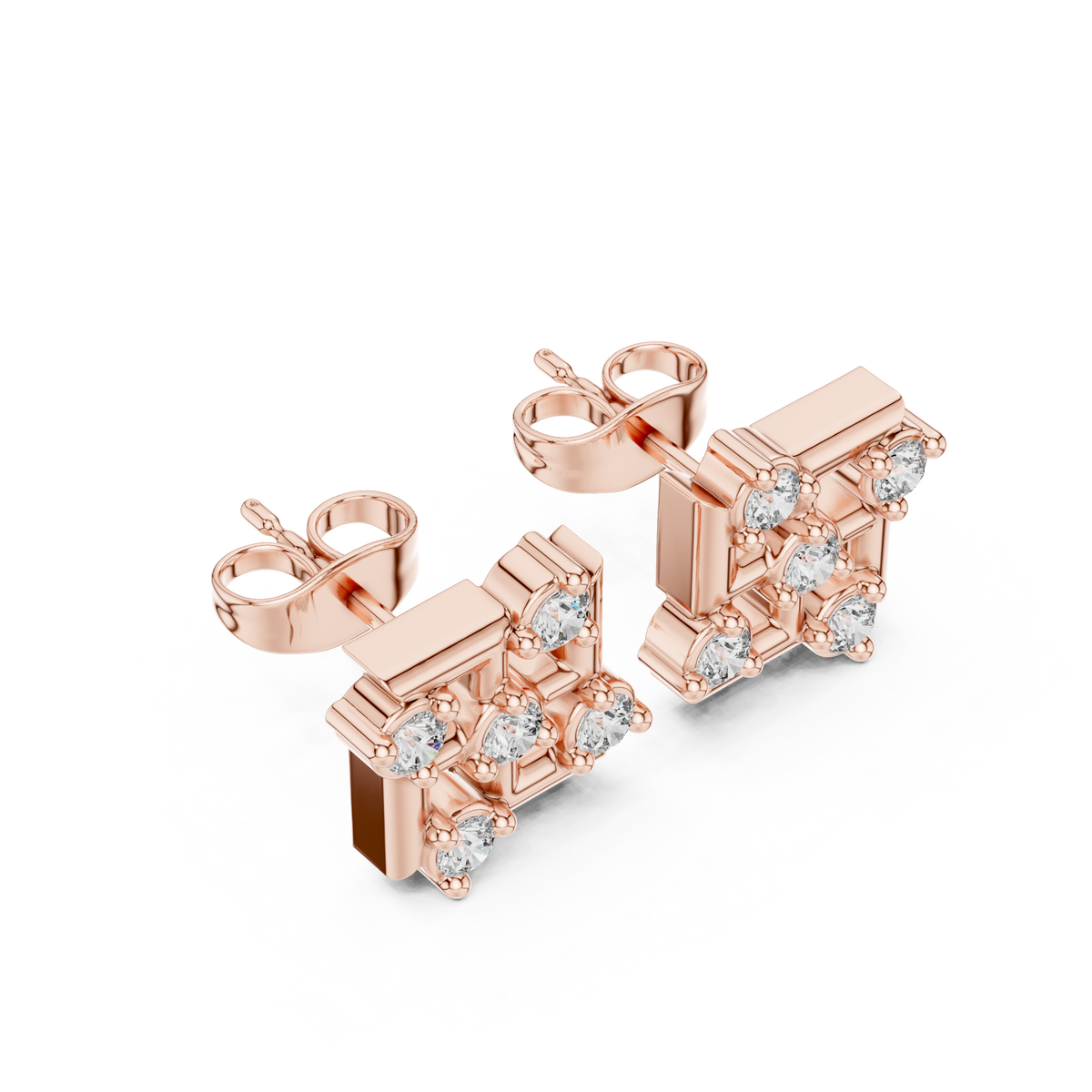 Lattice Crest Cluster Diamond Studs