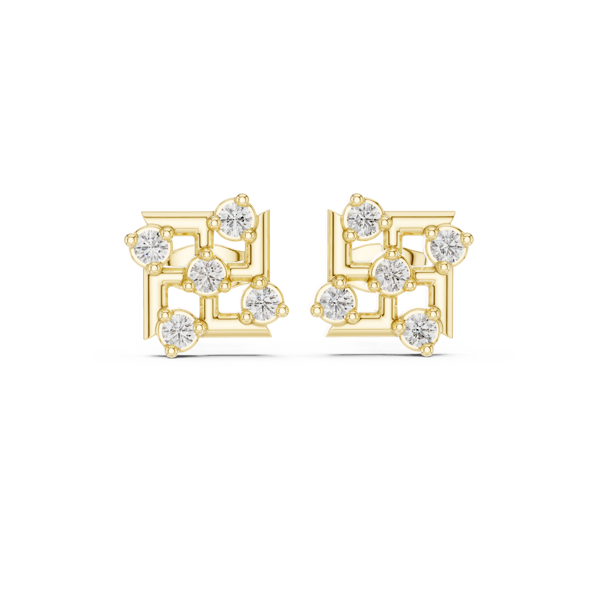 Lattice Crest Cluster Diamond Studs
