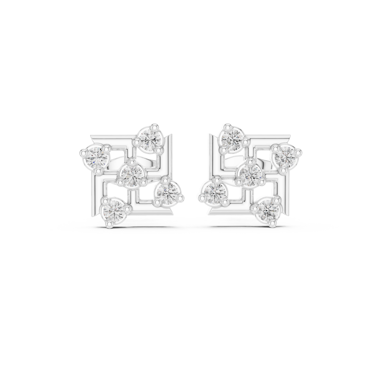 Lattice Crest Cluster Diamond Studs