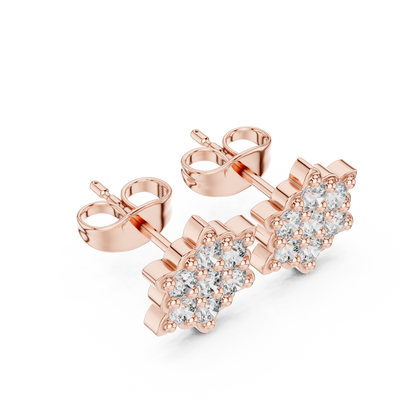 Ornate Dahlia Cluster Diamond Studs