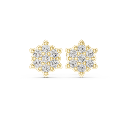 Ornate Dahlia Cluster Diamond Studs