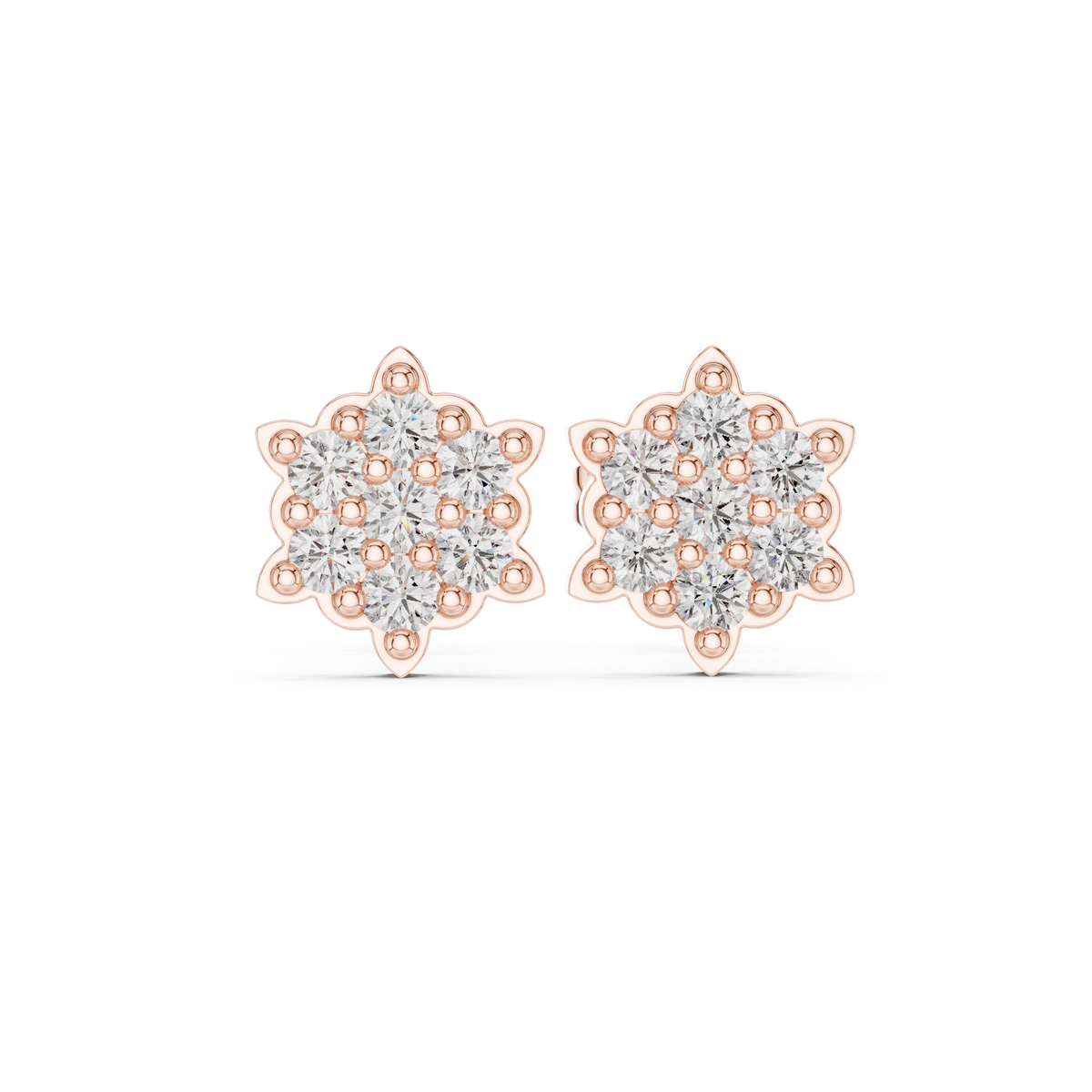 Ornate Dahlia Cluster Diamond Studs