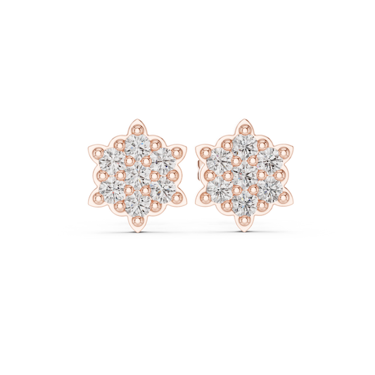 Ornate Dahlia Cluster Diamond Studs