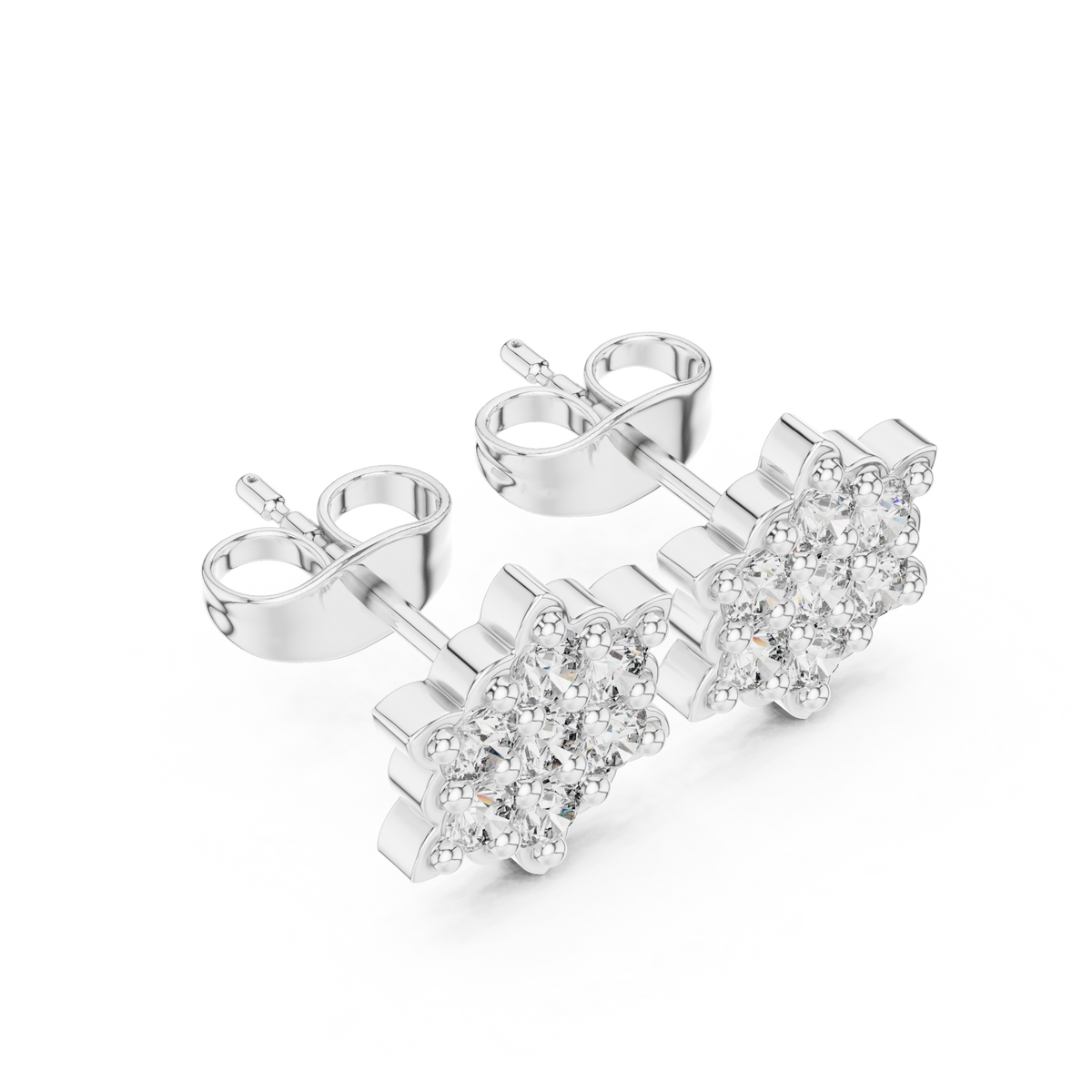 Ornate Dahlia Cluster Diamond Studs