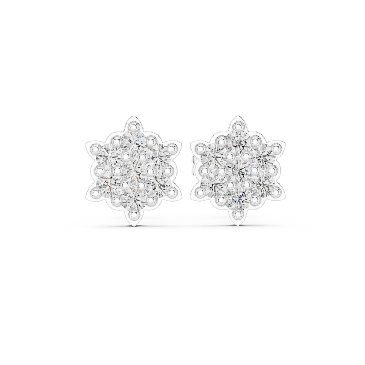Ornate Dahlia Cluster Diamond Studs