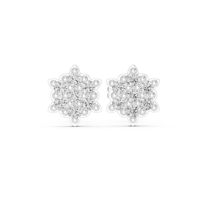 Ornate Dahlia Cluster Diamond Studs