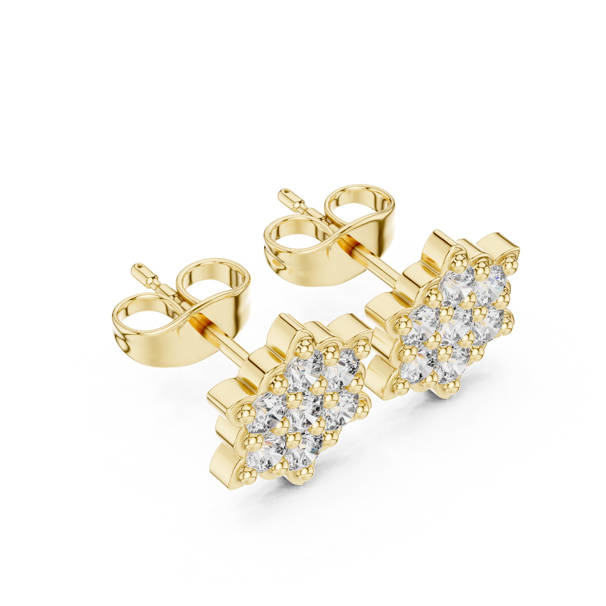 Ornate Dahlia Cluster Diamond Studs