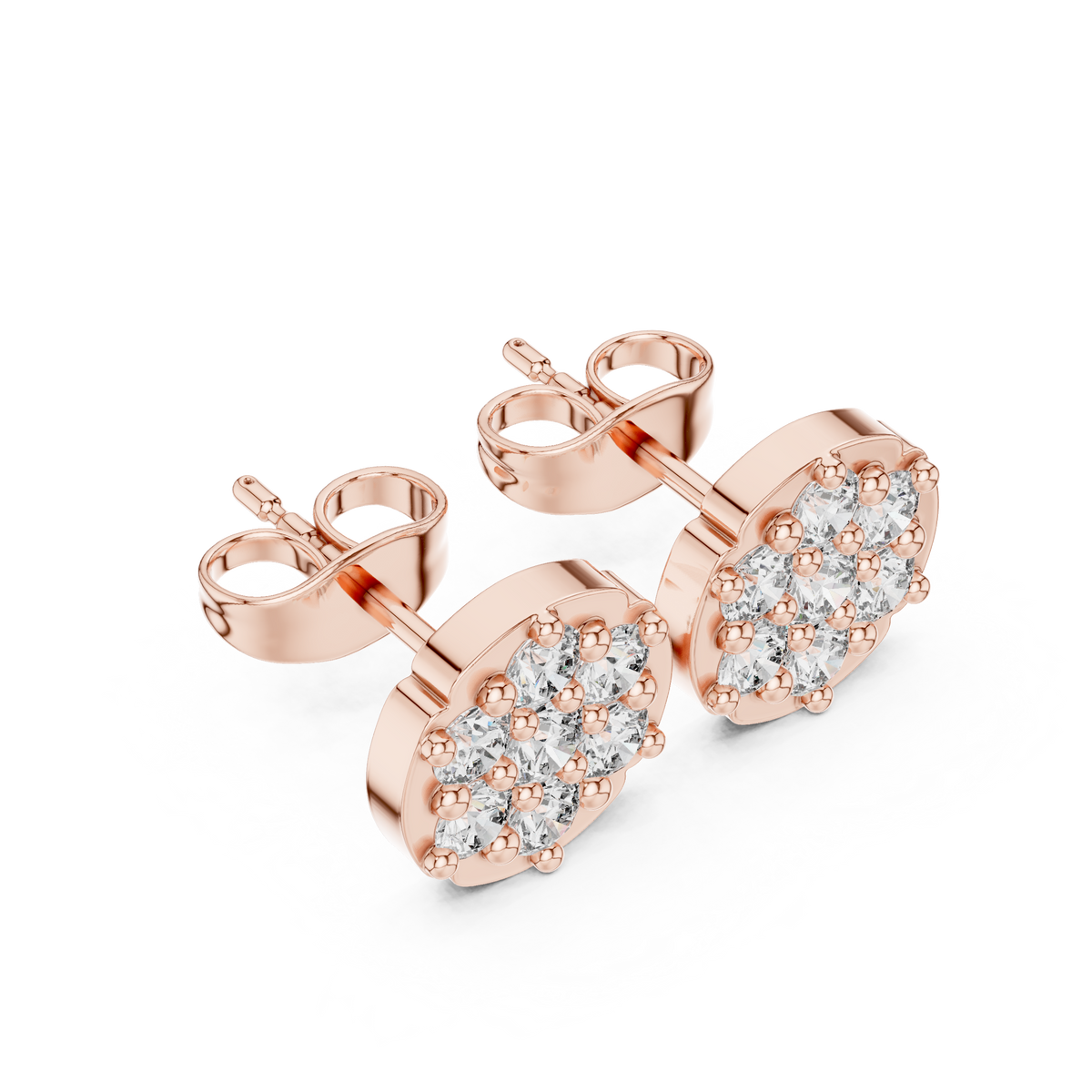 Scalloped Bloom Cluster Diamond Studs