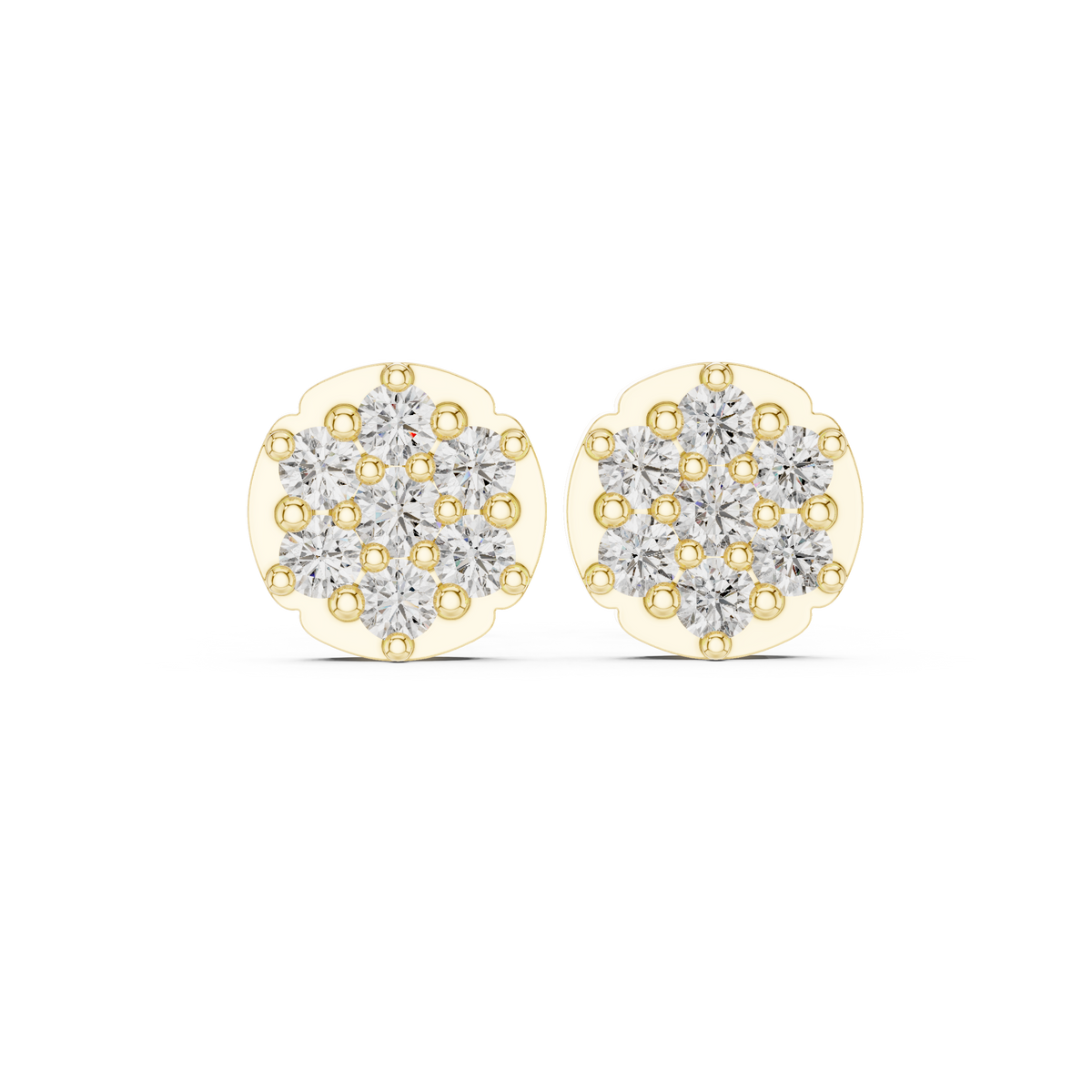 Scalloped Bloom Cluster Diamond Studs