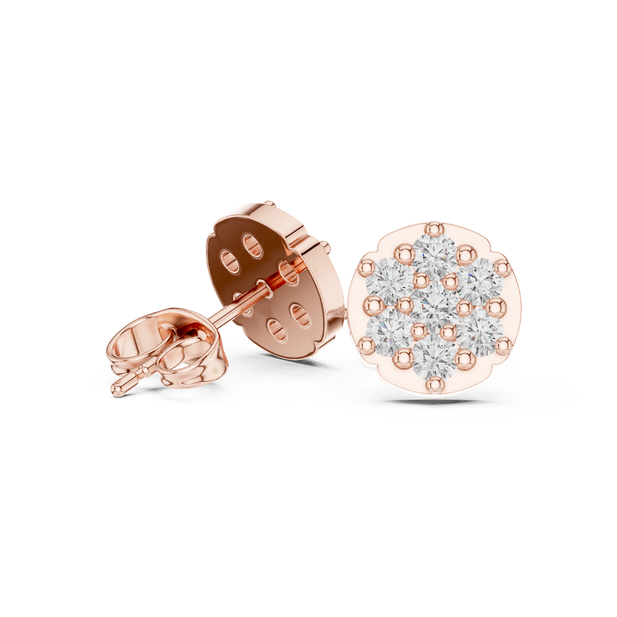 Scalloped Bloom Cluster Diamond Studs