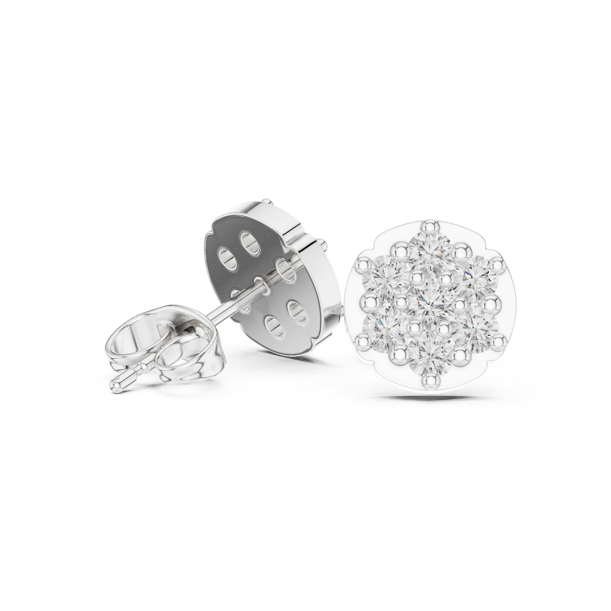 Scalloped Bloom Cluster Diamond Studs