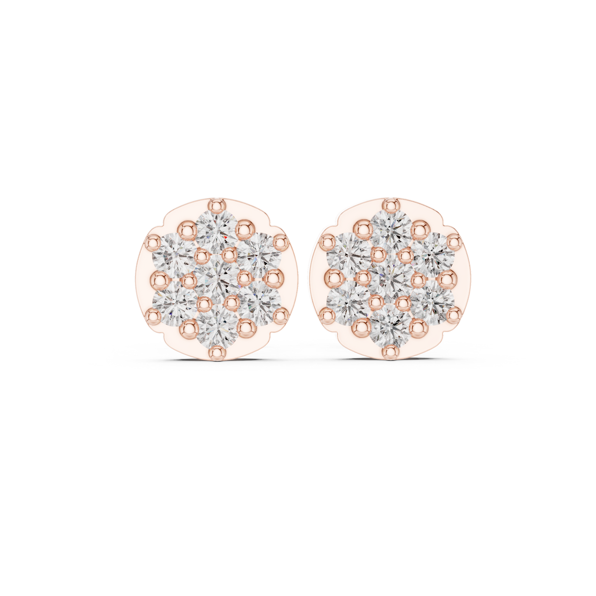 Scalloped Bloom Cluster Diamond Studs