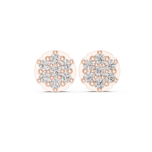 Scalloped Bloom Cluster Diamond Studs
