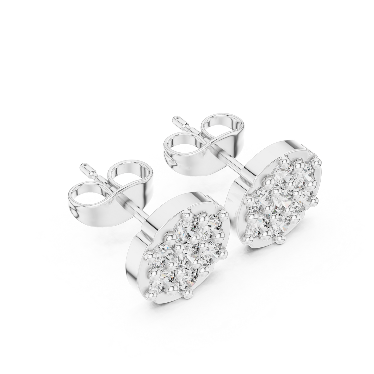 Scalloped Bloom Cluster Diamond Studs