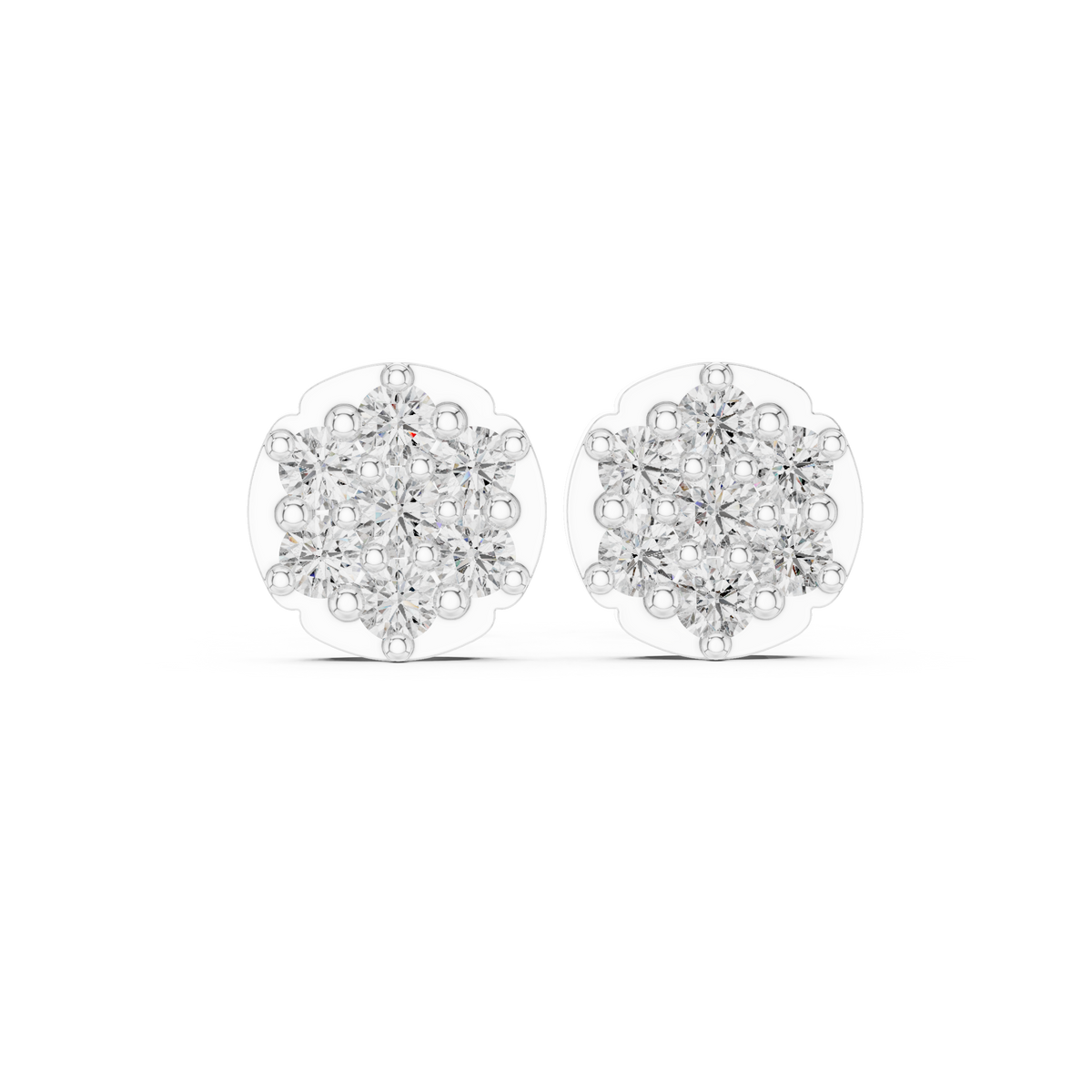 Scalloped Bloom Cluster Diamond Studs