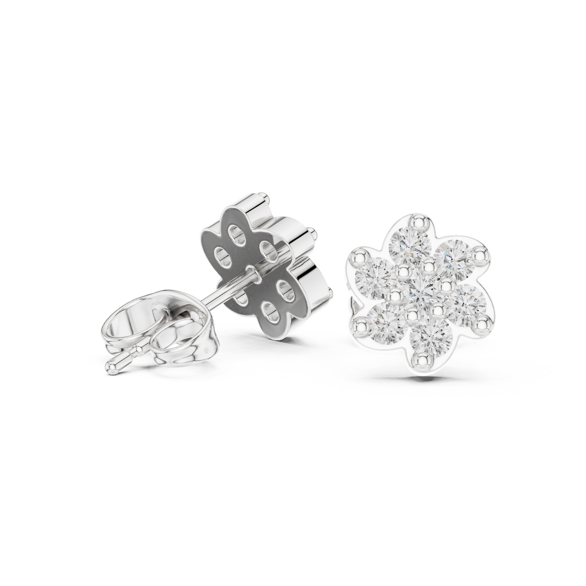 Blossom Petal Cluster Diamond Studs