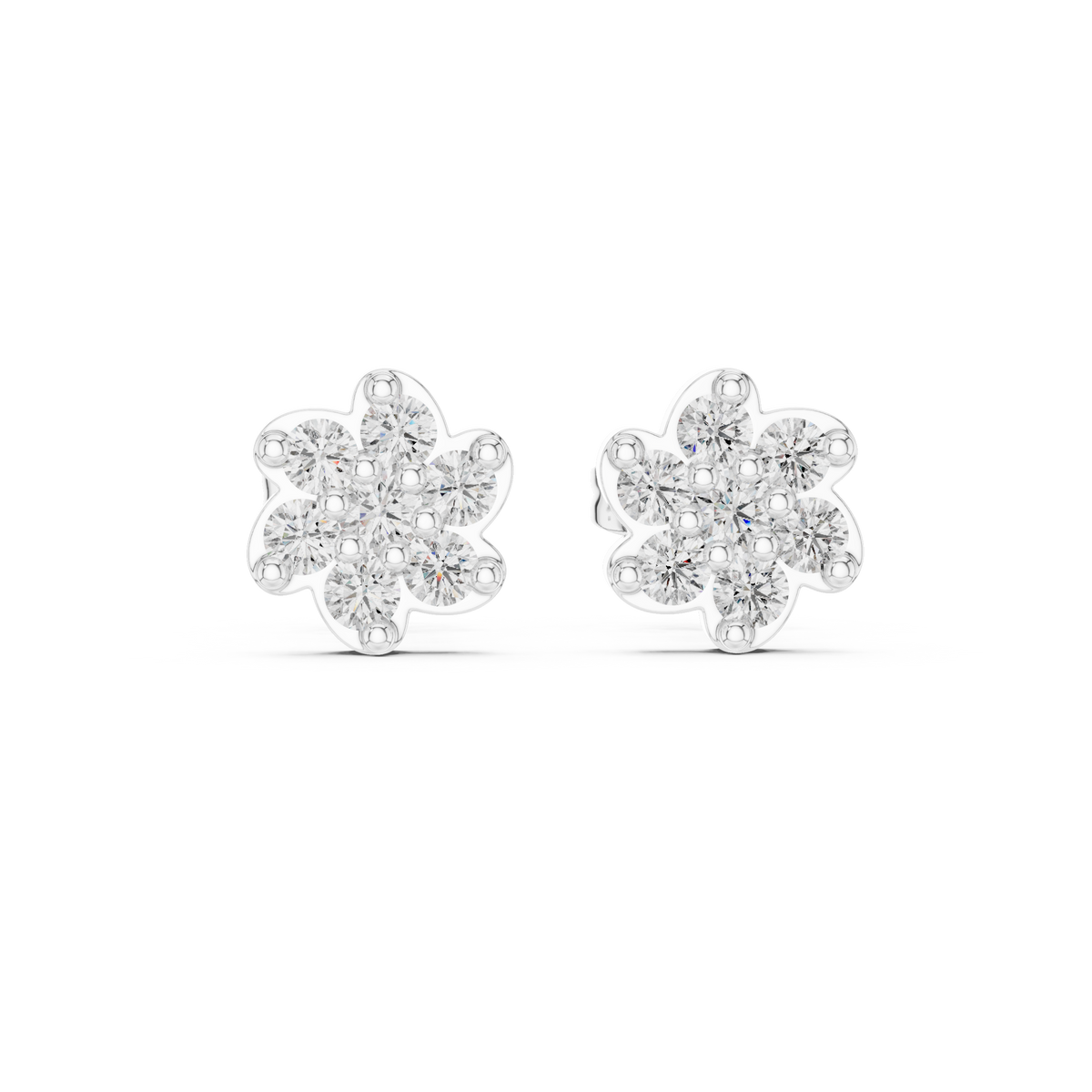 Blossom Petal Cluster Diamond Studs