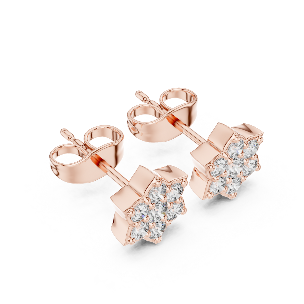 Floral Starburst Cluster Diamond Studs