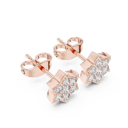 Floral Starburst Cluster Diamond Studs