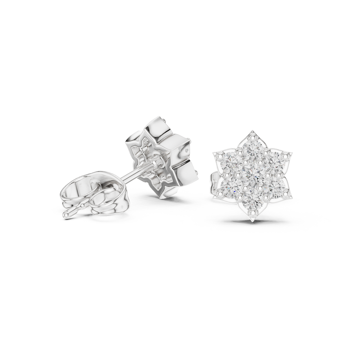 Floral Starburst Cluster Diamond Studs