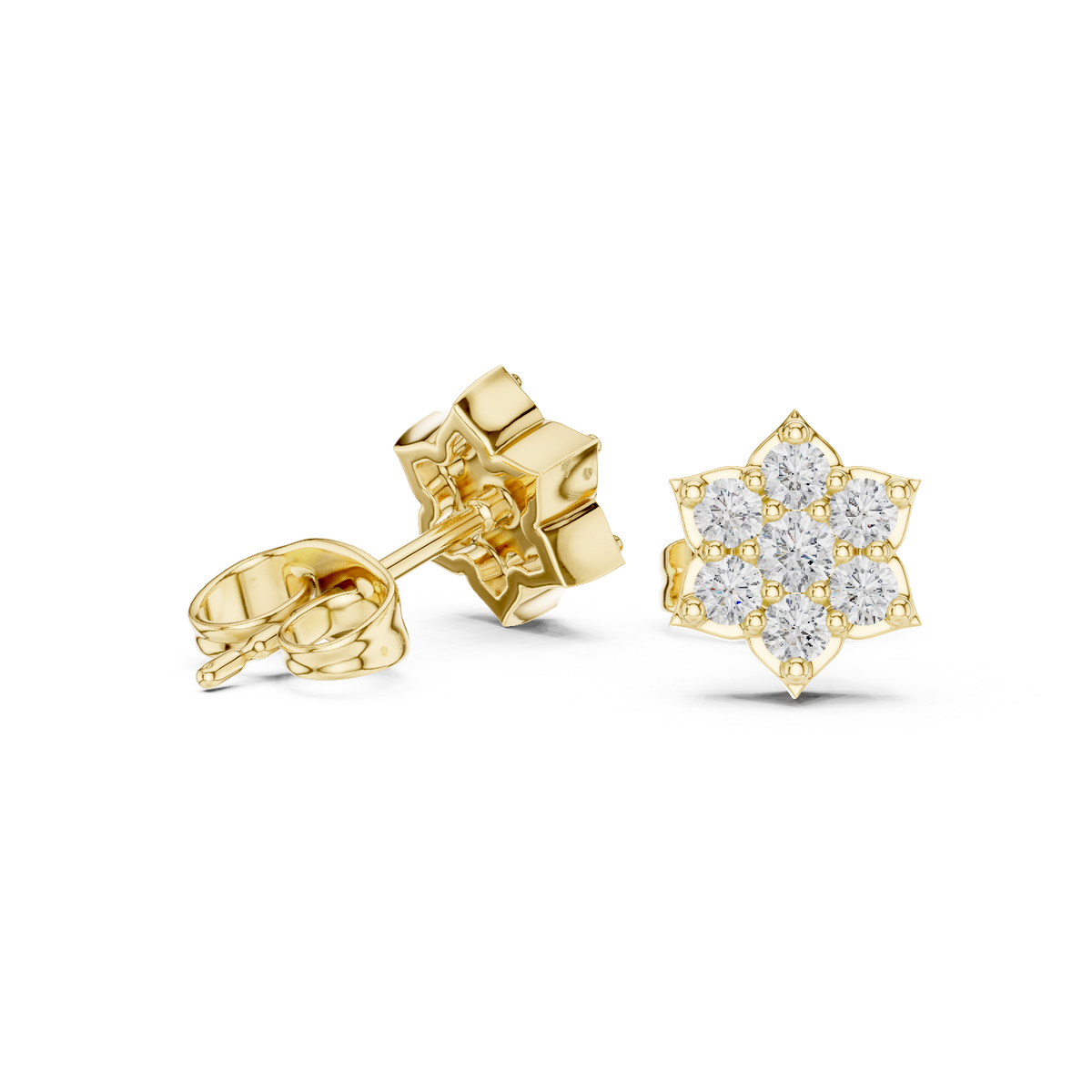 Floral Starburst Cluster Diamond Studs