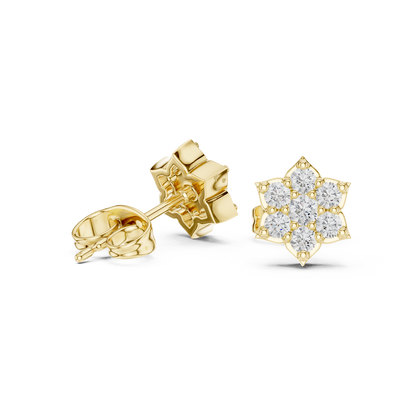 Floral Starburst Cluster Diamond Studs