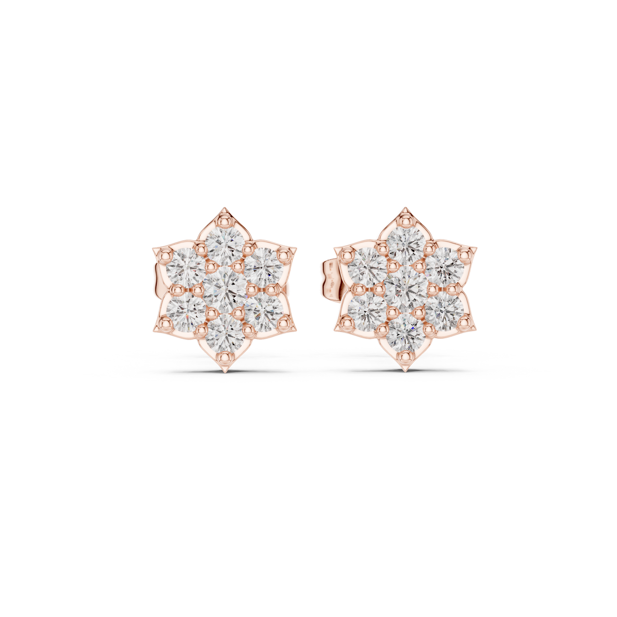 Floral Starburst Cluster Diamond Studs
