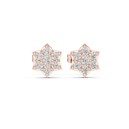 Floral Starburst Cluster Diamond Studs