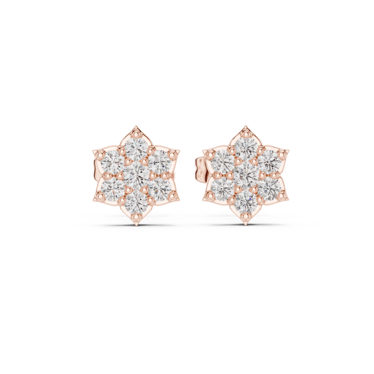 Floral Starburst Cluster Diamond Studs