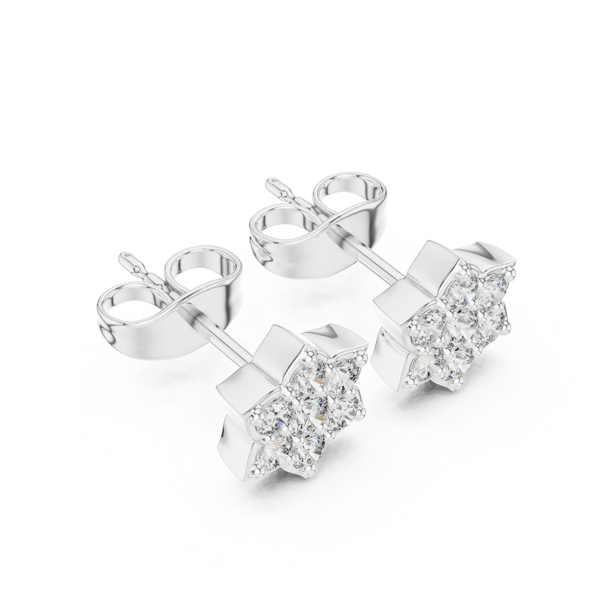 Floral Starburst Cluster Diamond Studs