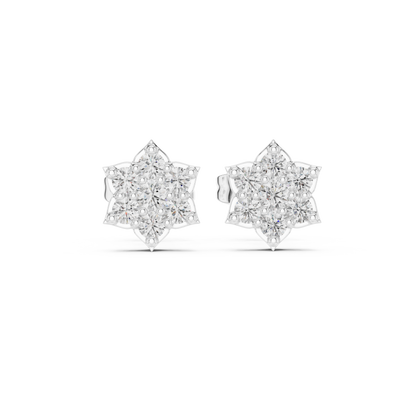 Floral Starburst Cluster Diamond Studs