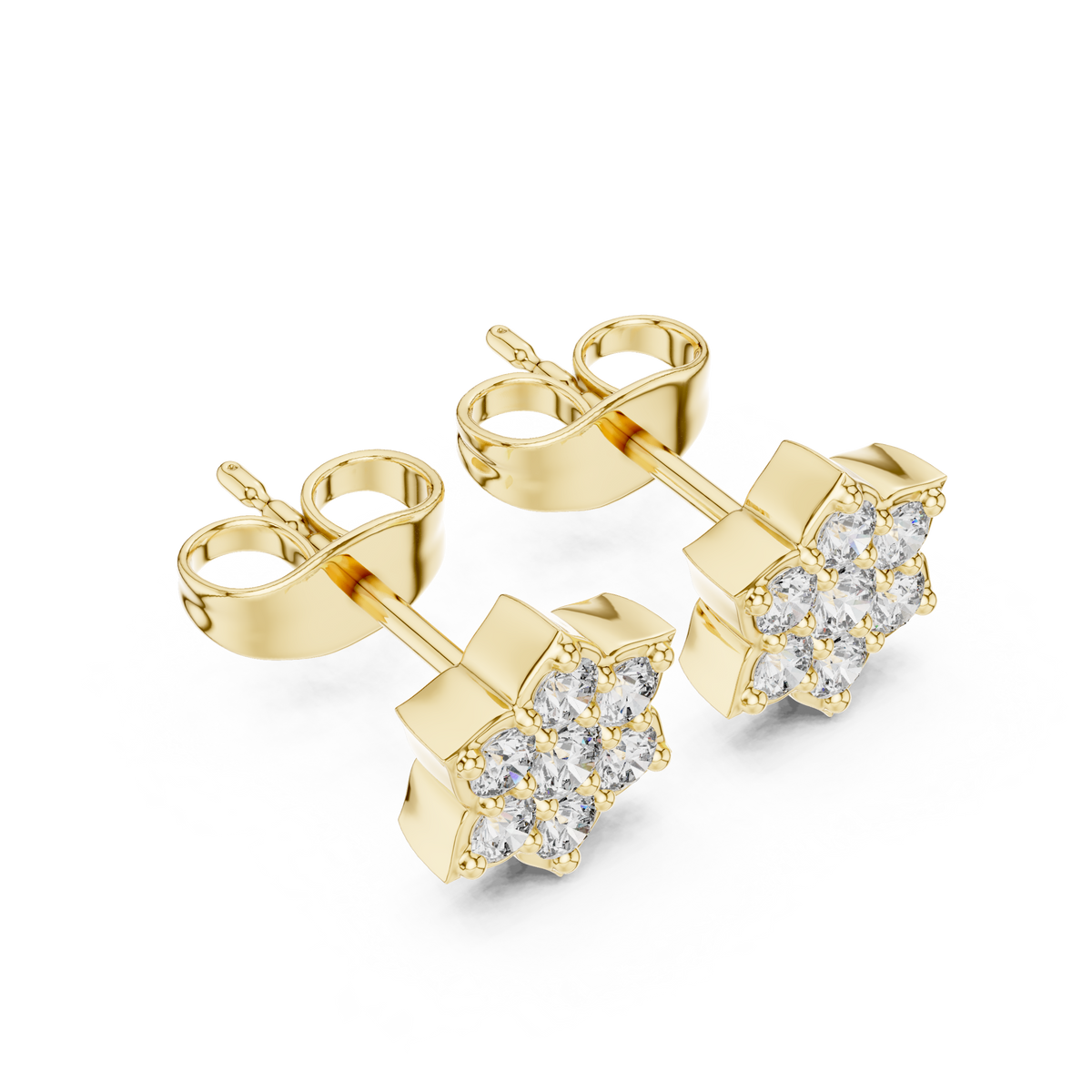 Floral Starburst Cluster Diamond Studs