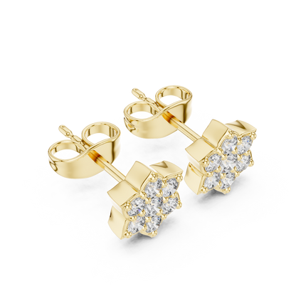 Floral Starburst Cluster Diamond Studs